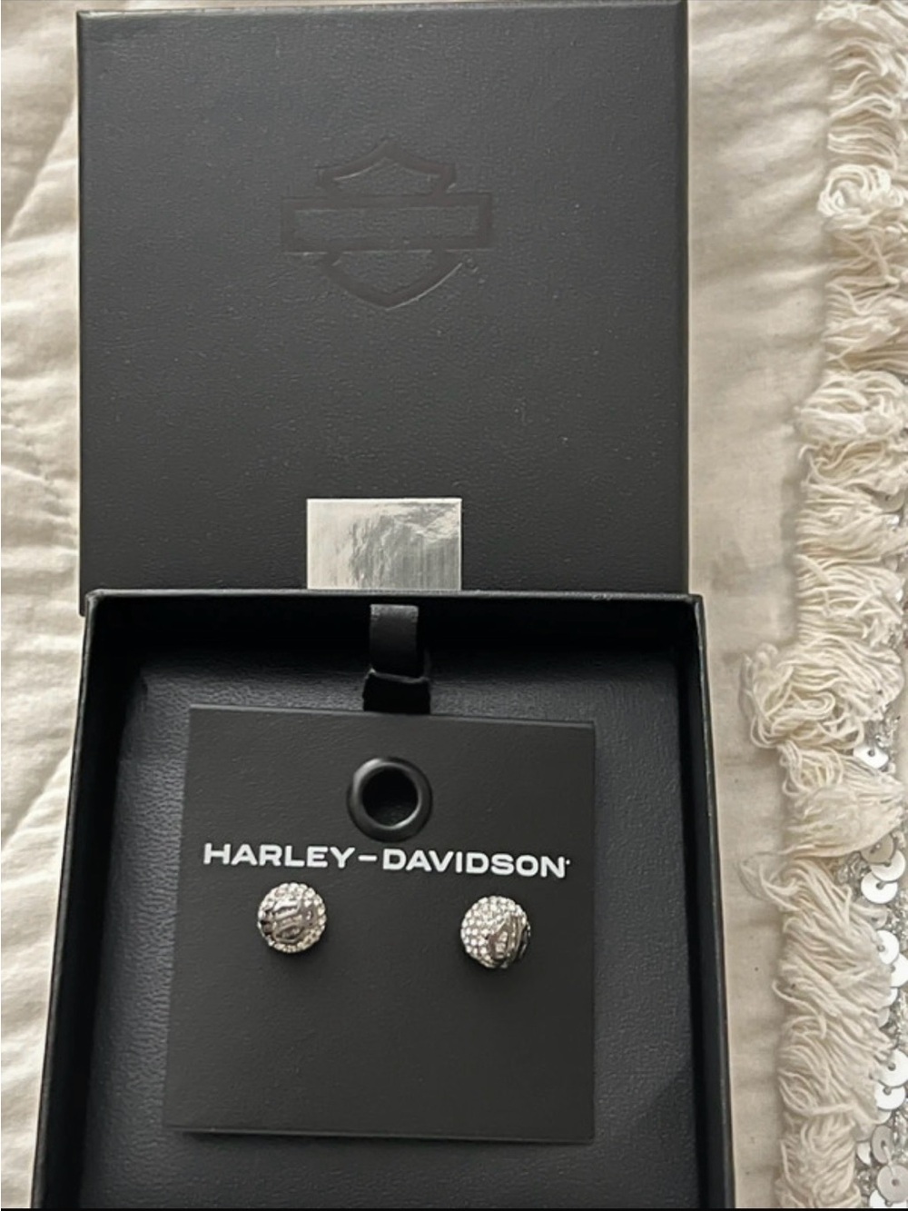 Gorgeous Harley-Davidson Silver Stud earrings